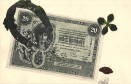* T2/T3 Húsz Korona / Hungarian Banknote With Mushroom, Horseshoe And Clover (EK) - Sin Clasificación