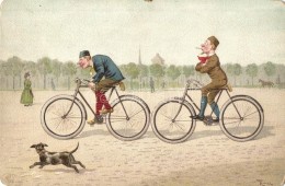 * T2/T3 Gentlemen On Bicycles. Litho, Artist Signed (worn Corners) - Zonder Classificatie