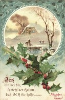 T2 New Year, Art Nouveau Litho Art Greeting Postcard - Unclassified