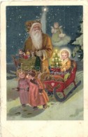 T3 Christmas Greeting With Saint Nicholas And Children, Litho (EK) - Unclassified