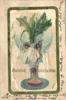 * T2/T3 Decorated Greeting Card, Flower, Emb. - Unclassified