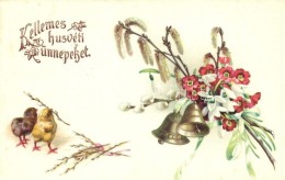 T2/T3 'Kellemes Húsvéti ünnepeket' / Easter Greeting Card, Chickens, Floral Litho (EK) - Sin Clasificación