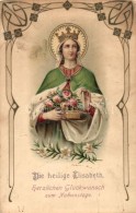 T2/T3 Die Heilige Elisabeth, Herzlichen Glückwunsch Zum Namenstage / Name Day, Art Nouveau Emb. Litho (EK) - Non Classificati