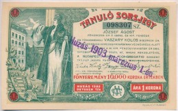 Budapest 1903. 'Tanuló Sorsjegy' 1K értékben, Felülbélyegzéssel T:I,I- - Sin Clasificación