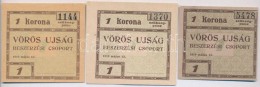 Budapest 1919. 1K 'Vörös Ujság' (3xklf) T:I,I-
Adamo BUC-300.2, BUC-300.2.2, BUC-300.2.4 - Non Classificati