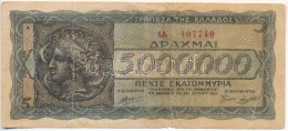 Görögország 1944. 5.000.000D T:III Szakadás
Greece 1944. 5.000.000 Drachmai C:F Tear
Krause... - Non Classificati