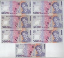 Románia 2001. 50.000L (7x) Közte 2db Közeli Sorszám T:I-,II,II-
Romania 2001. 50.000 Lei... - Non Classificati