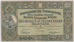 Svájc 1926. 5Fr T:III- Ly.
Switzerland 1926. 5 Francs C:F Hole
Krause 11g - Non Classificati