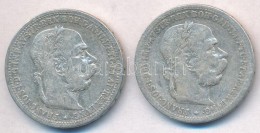 Ausztria 1900-1901. 1K Ag 'Ferenc József' (2x) T:2,2- Austria 1900-1901. 1 Corona Ag 'Franz Joseph' (2x)... - Non Classificati