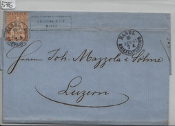 Strubel 25G Mi. 16IIBym - Stempel: Basel Nach Luzern (Reiniger & Cie.) 10. Dez. 1861 - Lettres & Documents