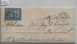 Strubel 23G Mi. 14IIBym 10 Rappen - Stempel: Fribourg Suisse Pour Bomont 9. Mar. 1862 - Brieven En Documenten