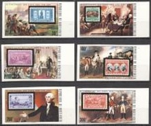 Haute Volta 1975, 200th Independence Of USA, Painting, Stamp On Stamp, Painting, Stamp On Stamp, Washington, 6val IMPERF - George Washington