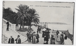 MONTE CARLO - N° 837 - LES TERRASSES ET CAP MARTIN AVEC PERSONNAGES - CPA NON VOYAGEE - Terraces