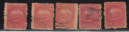 1d X 5 Used, Varities Of Shades & Perforation, White Terrace, New Zealand 1900 Or Else, - Usados