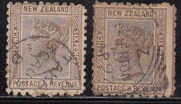 6d X 2 Used,  Diff, Varities, New Zealand 1892 Onwards, As Scan - Usados