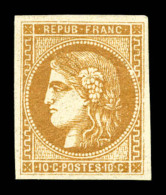 * N°43Bd, 10c Bistre-brun Report 2, Quatre Belles Marges, Frais, TB (signé Calves/certificat)   Cote:... - 1870 Ausgabe Bordeaux