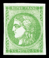 * N°42B, 5c Vert Report 2 Quasi **, TB   Cote: 370 Euros   Qualité: * - 1870 Bordeaux Printing