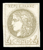 (*) N°41A, 4c Gris Report I (case 1 Du Report) Infime Pelurage, Très Belle Présentation, RARE... - 1870 Ausgabe Bordeaux