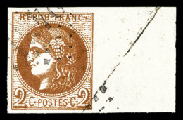 O N°40Bb, 2c Marron, Grand Bord De Feuille Latéral (avec Légères Froissures), Pièce... - 1870 Ausgabe Bordeaux