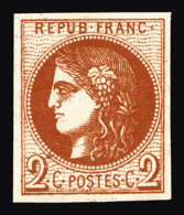 * N°40Bf, 2c ROUGE BRIQUE FONCE Report 2,, SUPERBE NUANCE, R.R.R. (signé Calves/Certificats)     ... - 1870 Bordeaux Printing