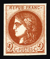 * N°40Bf, 2c ROUGE BRIQUE FONCE Report 2,, SUPERBE NUANCE, R.R.R. (signé Calves/Certificats)     ... - 1870 Emissione Di Bordeaux