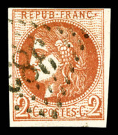 O N°40Ba, 2c ROUGE BRIQUE Report 2 Obl GC, Très Jolie Nuance, SUP (signé Scheller/certificat)  ... - 1870 Ausgabe Bordeaux