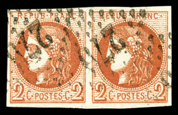 O N°40B, 2c Brun-rouge Clair En Paire Obl GC 270. TTB (signée Calves/Brun/certificat)   Cote: 750 Euros ... - 1870 Ausgabe Bordeaux