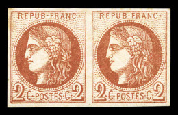 * N°40B, 2c Brun-rouge En Paire Horizontale, Frais, TB (certificat)   Cote: 850 Euros   Qualité: * - 1870 Ausgabe Bordeaux