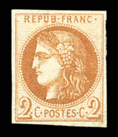 (*) N°40Ab, 2c Brun Rouge Report 1, Très Jolie Pièce. SUP. R.R. (certificat)   Cote: 7500 Euros  ... - 1870 Emissione Di Bordeaux