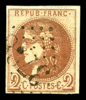 O N°40Aa, 2c Chocolat Rep 1, Replaqué, Belle Presentation. (certificat)   Cote: 1500 Euros  ... - 1870 Bordeaux Printing