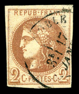 O N°40Aa, 2c Chocolat Rep 1, Frais. TTB (signé Calves/certificats)   Cote: 1500 Euros   Qualité:... - 1870 Uitgave Van Bordeaux