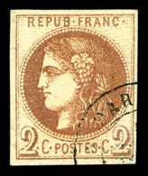 O N°40Aa, 2c Chocolat Rep 1, Jolies Marges. TTB (certificat)   Cote: 1500 Euros   Qualité: O - 1870 Emissione Di Bordeaux