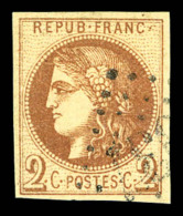 O N°40A, 2c Chocolat Clair Report, Retauré Mais Belle Présentation (certificat)   Cote: 1500... - 1870 Bordeaux Printing
