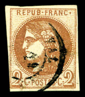 O N°40A, 2c Chocolat Clair Rep 1. TB (certificat)   Cote: 1500 Euros   Qualité: O - 1870 Emisión De Bordeaux