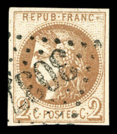 O N°40A, 2c Chocolat Clair Rep 1, Oblitération De Complaisance, Jolies Marges. TTB (certificat)   Cote:... - 1870 Emission De Bordeaux