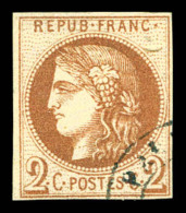 O N°40A, 2c Chocolat Clair Rep 1. TTB (signé Calves/certificat)   Cote: 1500 Euros   Qualité: O - 1870 Uitgave Van Bordeaux