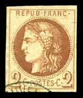 O N°40A, 2c Chocolat Clair Rep 1, Jolies Marges. TTB (signé Calves/certificat)   Cote: 1500 Euros  ... - 1870 Emissione Di Bordeaux