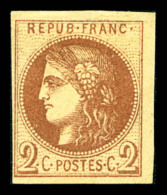 * N°40A, 2c Chocolat Clair Rep I. TTB (certificat)   Cote: 1650 Euros   Qualité: * - 1870 Emissione Di Bordeaux