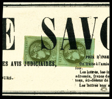 O N°39, 1c Bordeaux En Paire Grandes Marges Obl Typographique Sur Son Support. SUP (certificat)     ... - 1870 Uitgave Van Bordeaux