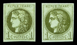 * N°39C/Ca, 10c Rep 3, Olive Et Olive-clair, Les 2 Ex TB   Cote: 400 Euros   Qualité: * - 1870 Ausgabe Bordeaux
