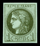 * N°39A, 1c Olive Report 1, TB   Cote: 300 Euros   Qualité: * - 1870 Emission De Bordeaux