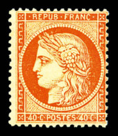 ** N°38, 40c Orange, Fraîcheur Postale, SUP (signé Brun/certificat)      Qualité: ** - 1870 Assedio Di Parigi