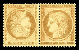 * N°36b, 10c Bistre-jaune En Paire Tête-bêche Horizontale, Très Bon Centrage, TB... - 1870 Assedio Di Parigi