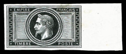 (*) N°33, 5 Francs, épreuve Terminée Sans La Valeur En Noir Sur Chine, Bord De Feuille... - 1863-1870 Napoléon III Con Laureles