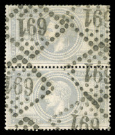 O N°33, 5F Violet-gris En Paire Obl GC 691. TTB. R. (certificat)   Cote: 2300 Euros   Qualité: O - 1863-1870 Napoleone III Con Gli Allori