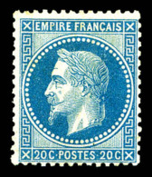 * N°29A, 20c Bleu Type I, TB   Cote: 475 Euros   Qualité: * - 1863-1870 Napoléon III Lauré