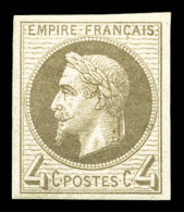 * N°27Bf, Rothschild, 4c Gris Non Dentelé, Frais. TTB (signé/certificat)   Cote: 285 Euros  ... - 1863-1870 Napoleon III Gelauwerd