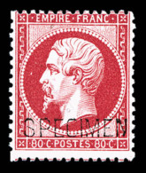 ** N°24, 80c Rose Surchargé 'SPECIMEN', Fraîcheur Postale (certificat)      Qualité: ** - 1862 Napoleone III