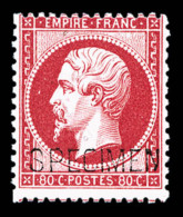 ** N°24, 80c Rose Surchargé 'SPECIMEN', Fraîcheur Postale (certificat)      Qualité: ** - 1862 Napoléon III