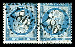 O N°22b, 20c Bleu En Paire Tête-bêche Horizontale, TTB (signé Calves/certificat)   Cote:... - 1862 Napoleone III